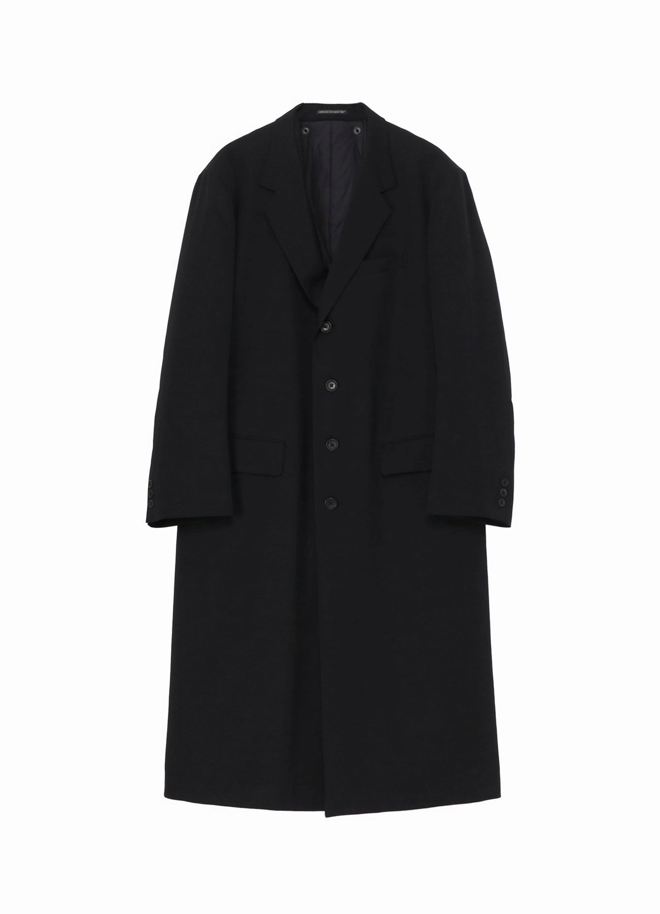 WOOL GABARDINE 4 BUTTONS LONG JACKET WITH LINER Sale Seamless Edging