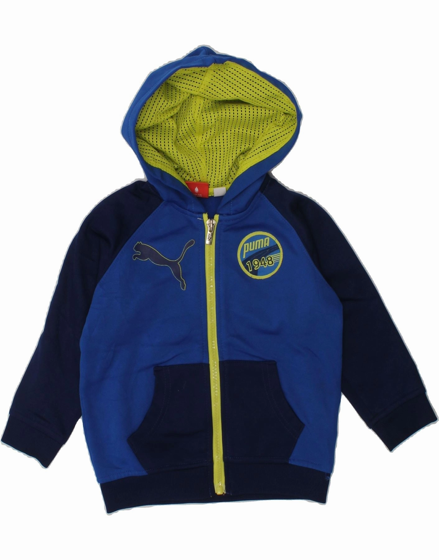 Leisure Look PUMA Baby Boys Graphic Zip Hoodie Sweater 12-18 Months Blue Colourblock