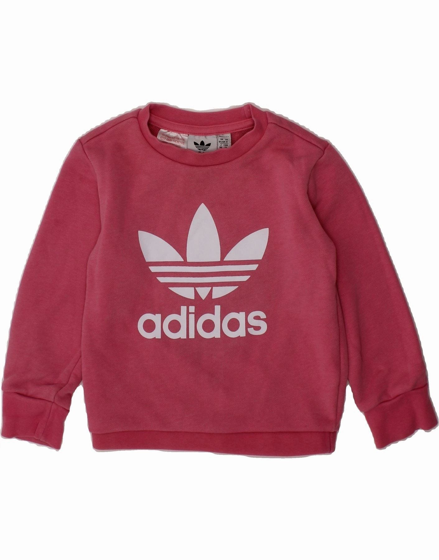 ADIDAS Baby Girls Graphic Sweatshirt Jumper 18-24 Months Pink Cotton Moisture wicking Cashmere Blend