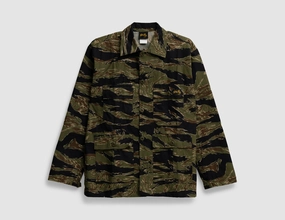 Reflective Safety Accents Effortless Look Stan Ray 4 Pocket Jacket / Green Tigerstripe Ripstop