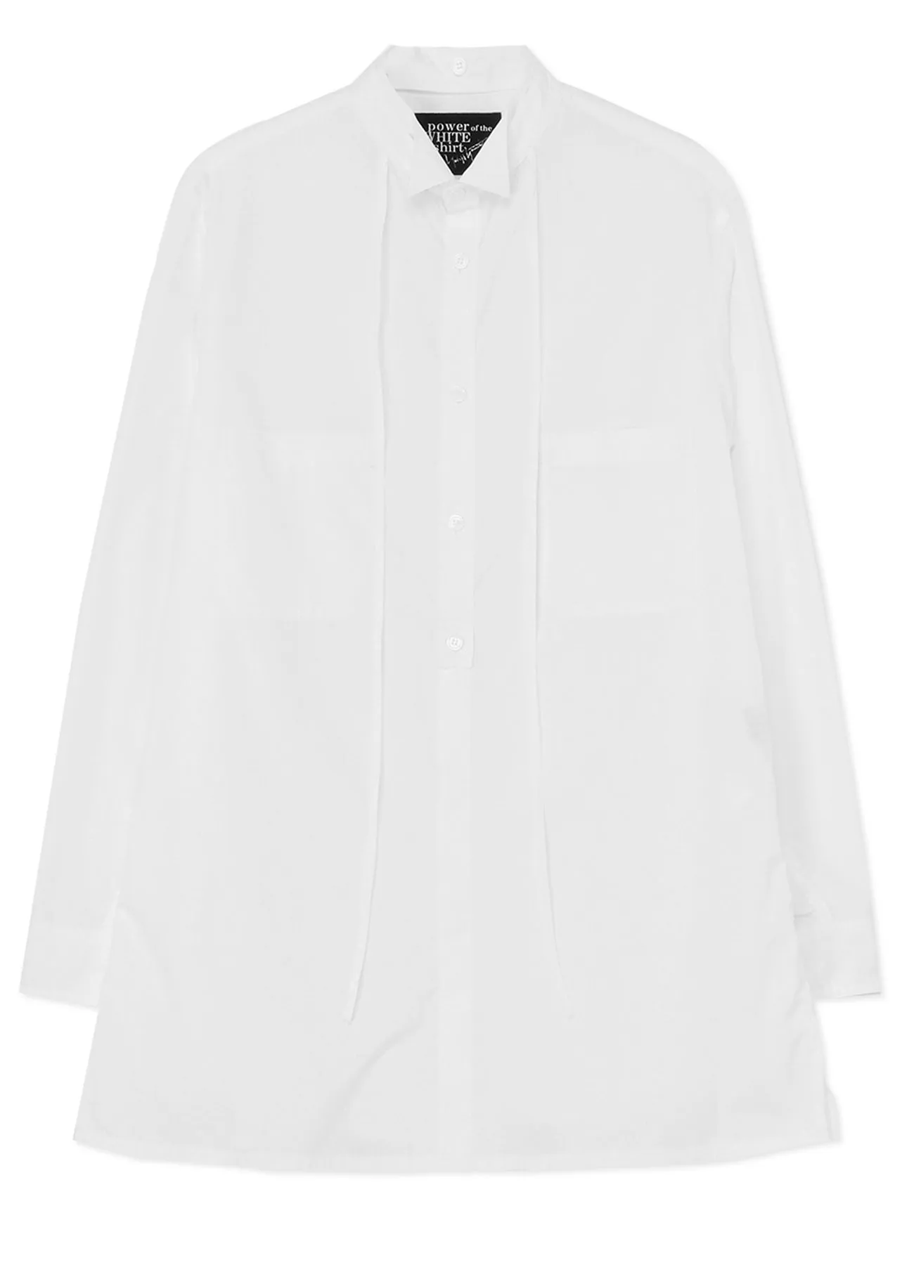 COTTON BROADCLOTH STRING DETAIL SHIRT Reinforced Hems Structured Collar