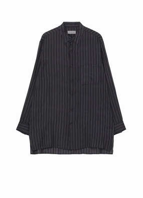??PIECE UNIQUE/AOYAMA??INDIA SILK STRIPE BIG BLOUSE All Season Lightweight Comfort