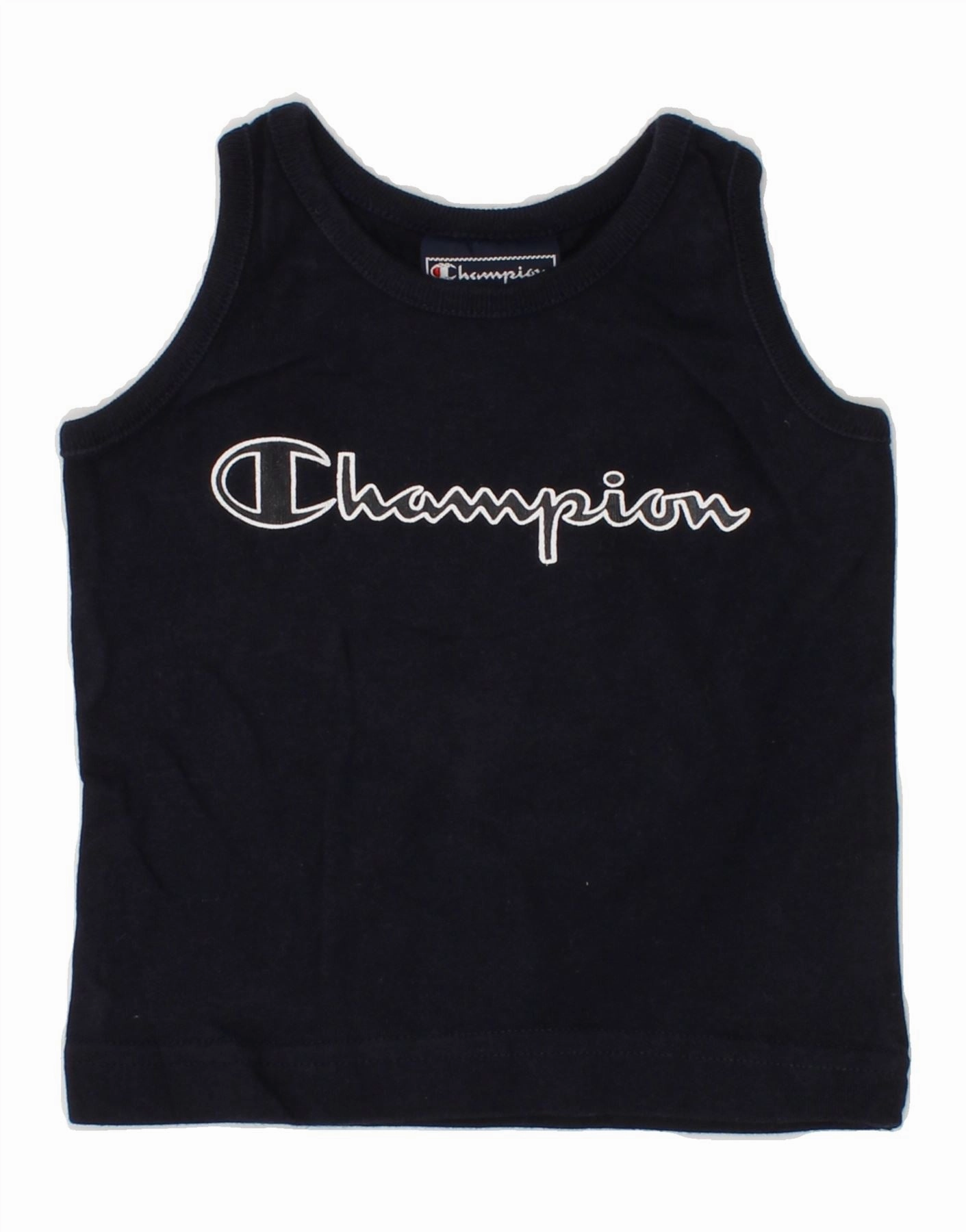 CHAMPION Baby Boys Graphic Vest Top 3-6 Months Navy Blue Cotton Athletic Look