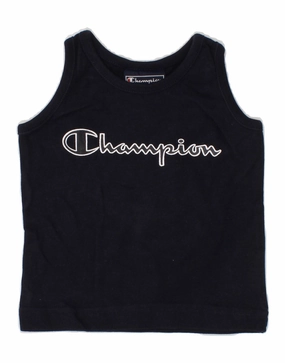 CHAMPION Baby Boys Graphic Vest Top 3-6 Months Navy Blue Cotton Athletic Look