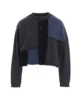 PATCHWORK CREW NECK CARDIGAN Understated Charm