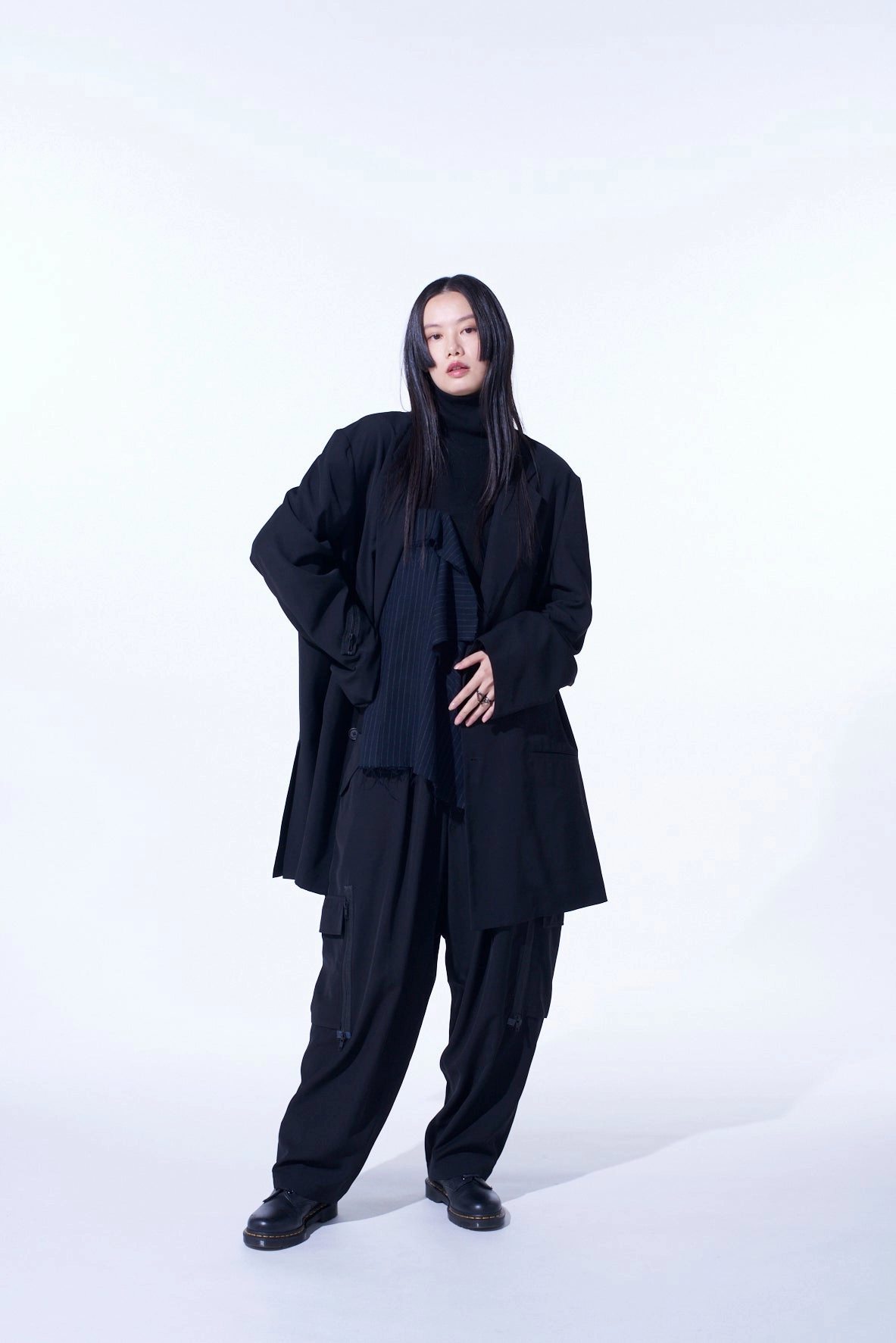 PE/GABARDINE ZIPPER-TAPED LONG JACKET Eco Friendly Textile Christmas outfit