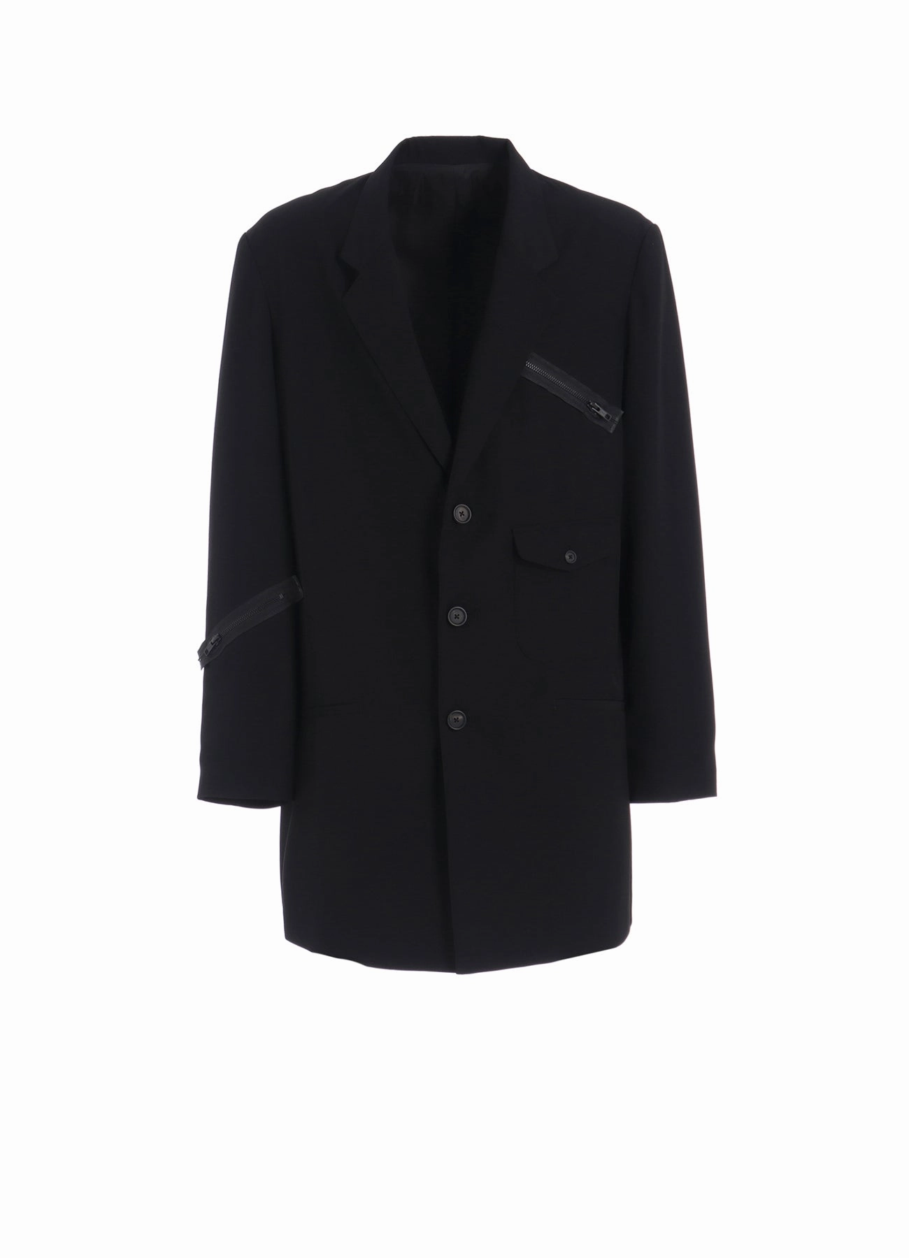 Striped PE/GABARDINE ZIPPER-TAPED LONG JACKET