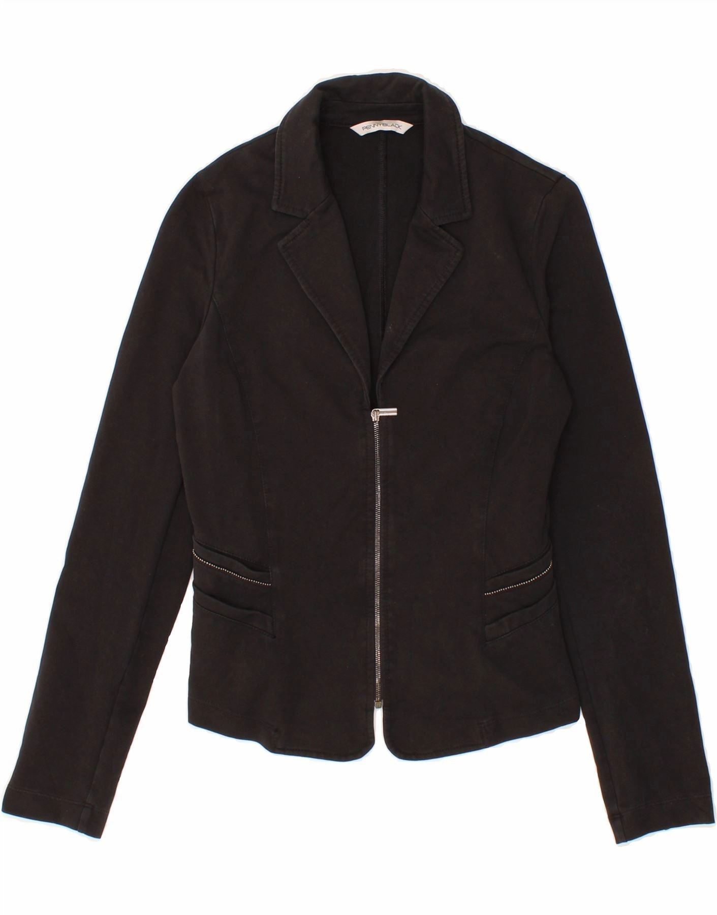 PENNY BLACK Womens Blazer Jacket UK 8 Small  Black Cotton Trendy Fit Polished Style
