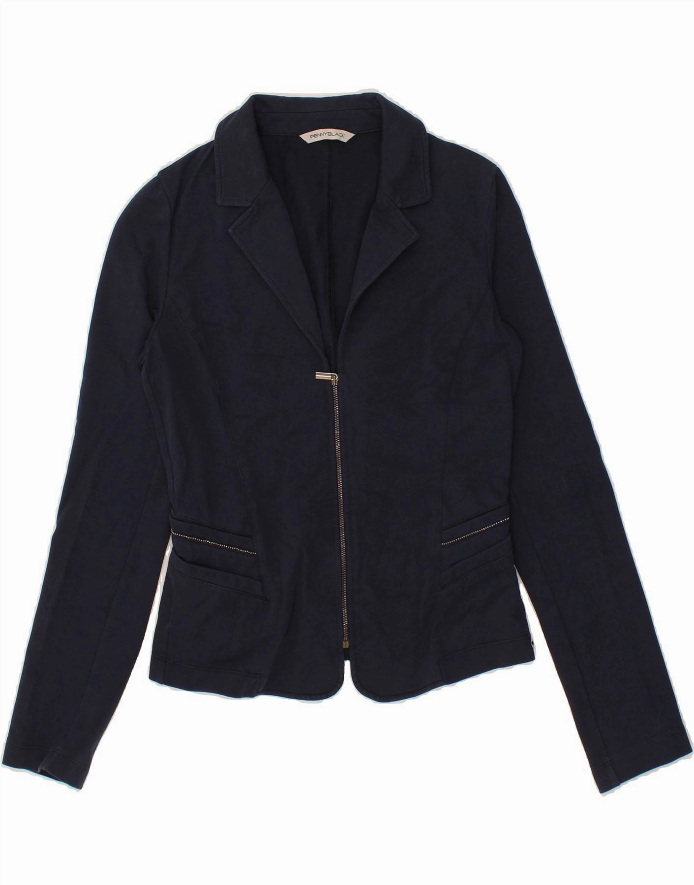 PENNY BLACK Womens Blazer Jacket UK 8 Small Navy Blue Cotton Crisp Design
