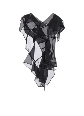 COTTON ORGANZA LAWN PANELED 3D BLOUSE Anti Pilling Treatment Shimmer Effect