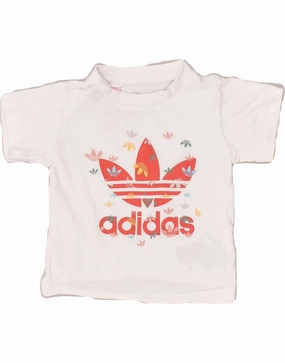 ADIDAS Baby Girls Graphic T-Shirt Top 6-9 Months White Spotted Cotton Coastal Vibes Professional Look
