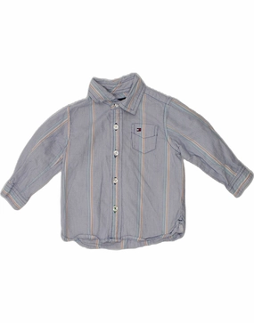 TOMMY HILFIGER Baby Boys Shirt 6-9 Months Blue Striped Cotton High-Quality Craftsmanship