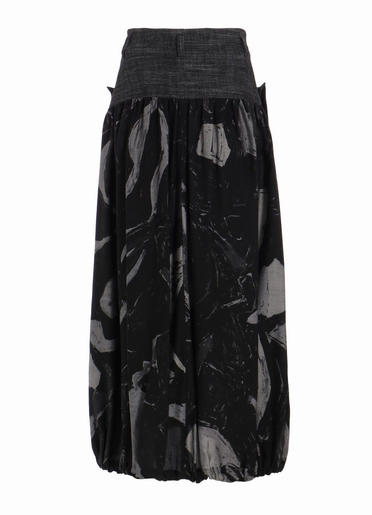 DENIM/CUPRO COMBINATION SKIRT Clasp-Closure