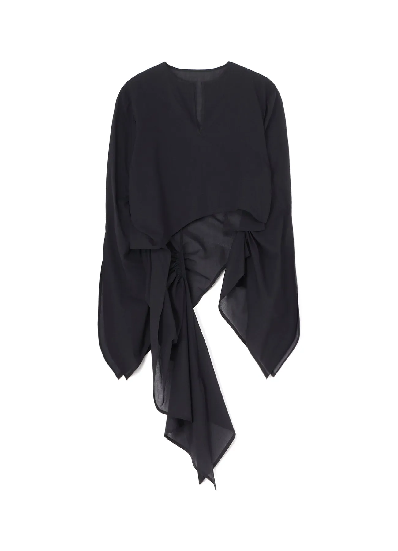 Athleisure Trend COTTON LAWN ASM SWALLOWTAIL GATHER DETAIL BLOUSE