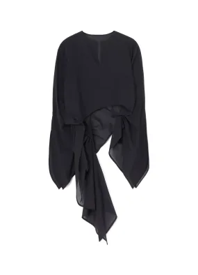 Athleisure Trend COTTON LAWN ASM SWALLOWTAIL GATHER DETAIL BLOUSE