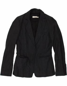 Chic and Elegant Smart Casual PINKO Womens Blazer Jacket UK 10 Small Black Pinstripe Wool