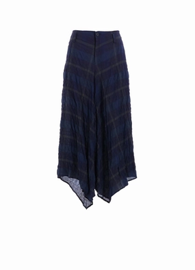 Stylish Appearance Versatile Style PLAID ASYMETRY HEM FRILL PANTS
