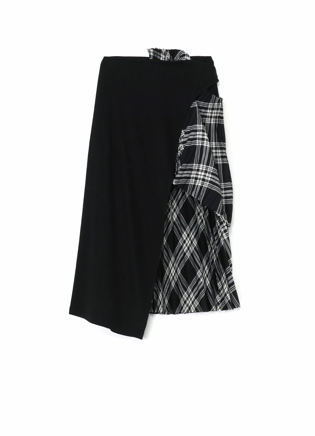 PLAID ASYMMETRIC PLEATED SKIRT Refined Stitch Balanced Shape
