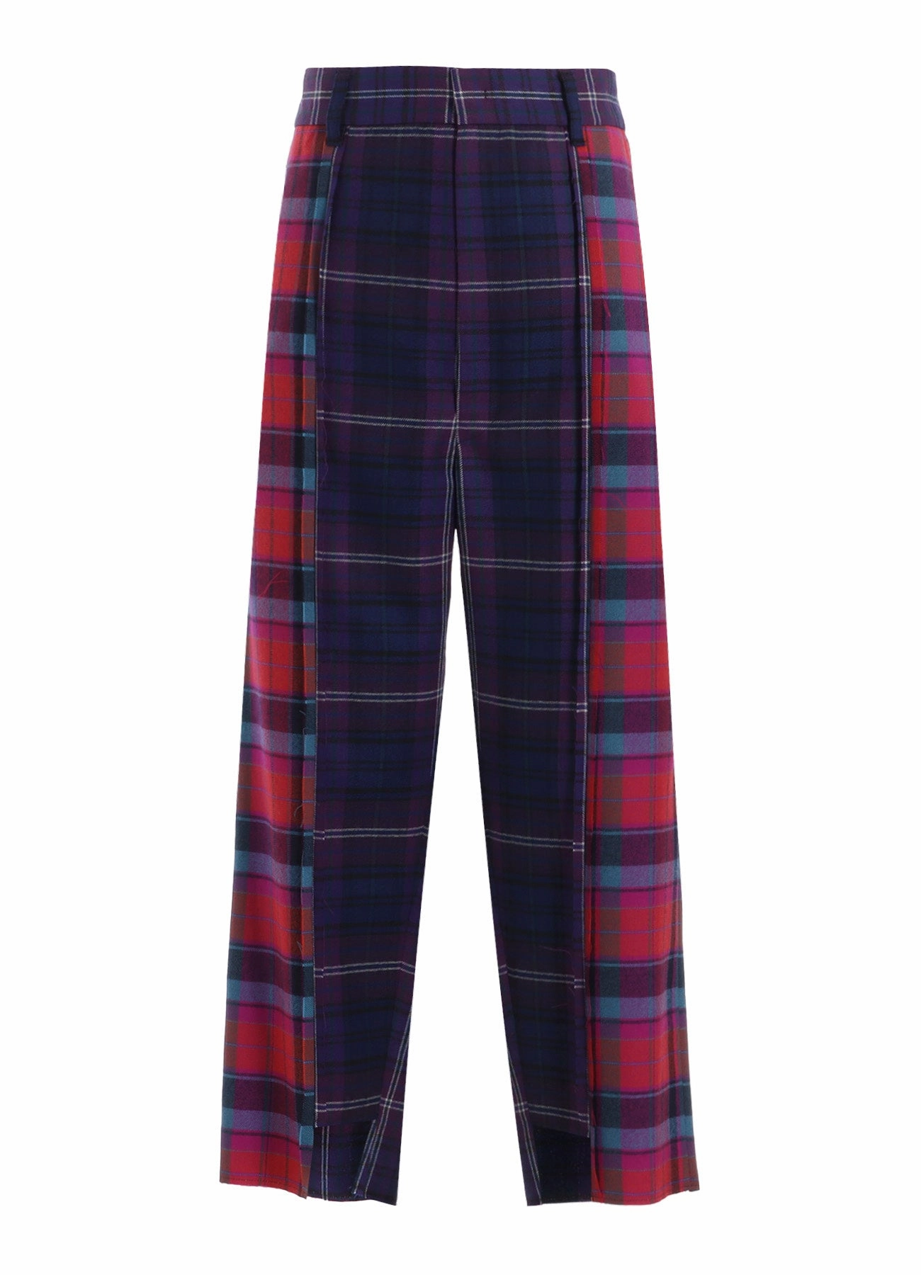 Body Aligned Embroidered Detail PLAID PANEL PANTS A