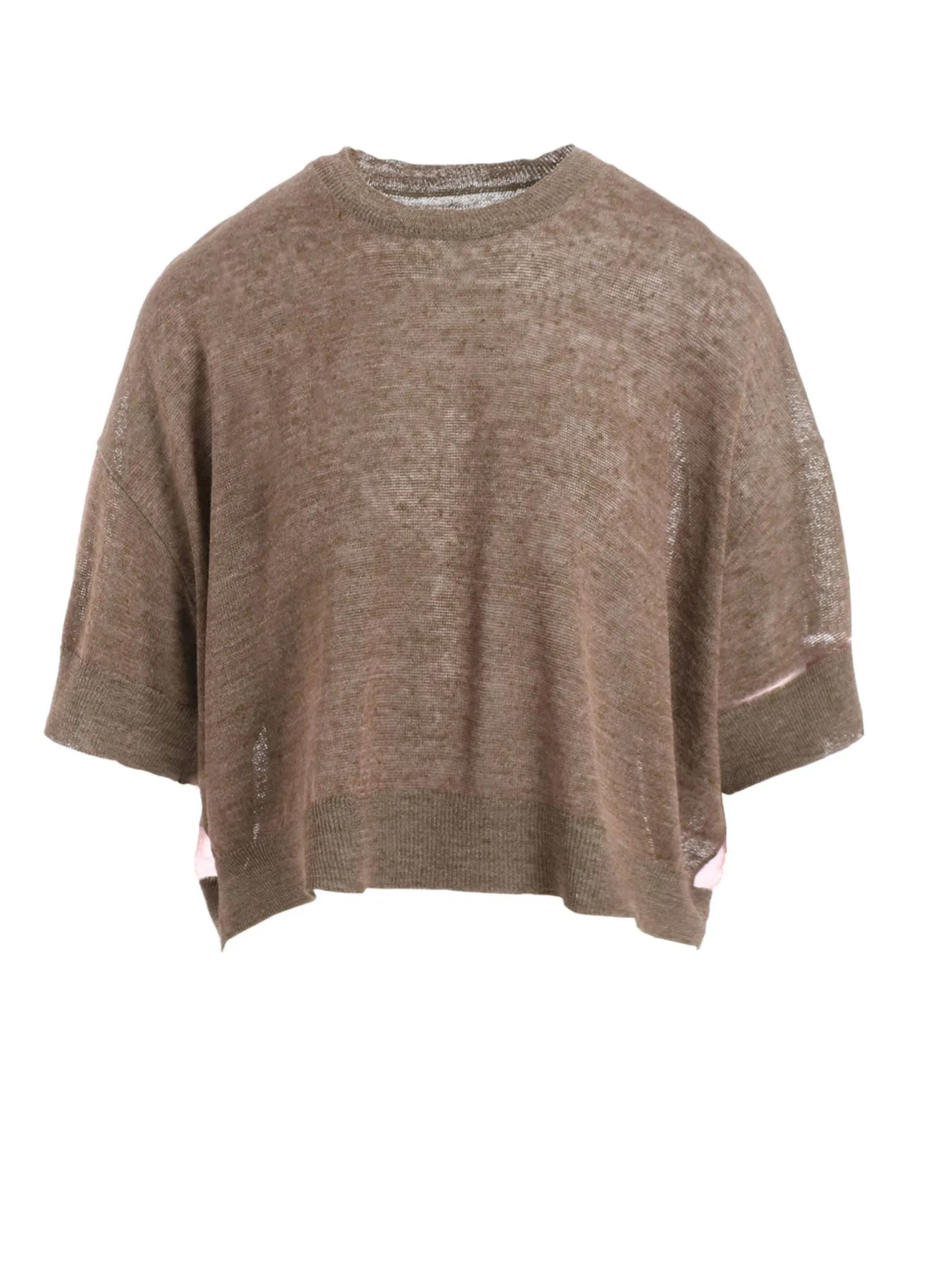 Chic Style Merino Wool PLATING JERSEY SHEER HALF SLEEVE PULLOVER