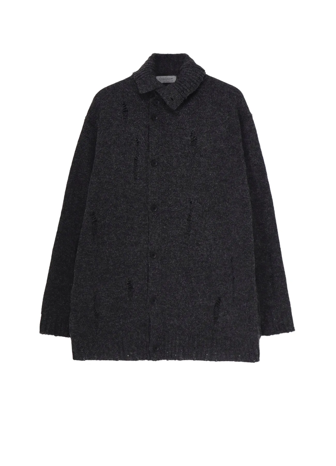 PLAIN STITCH CRASHED HIGH NECK CARDIGAN Ultra Soft Yarn