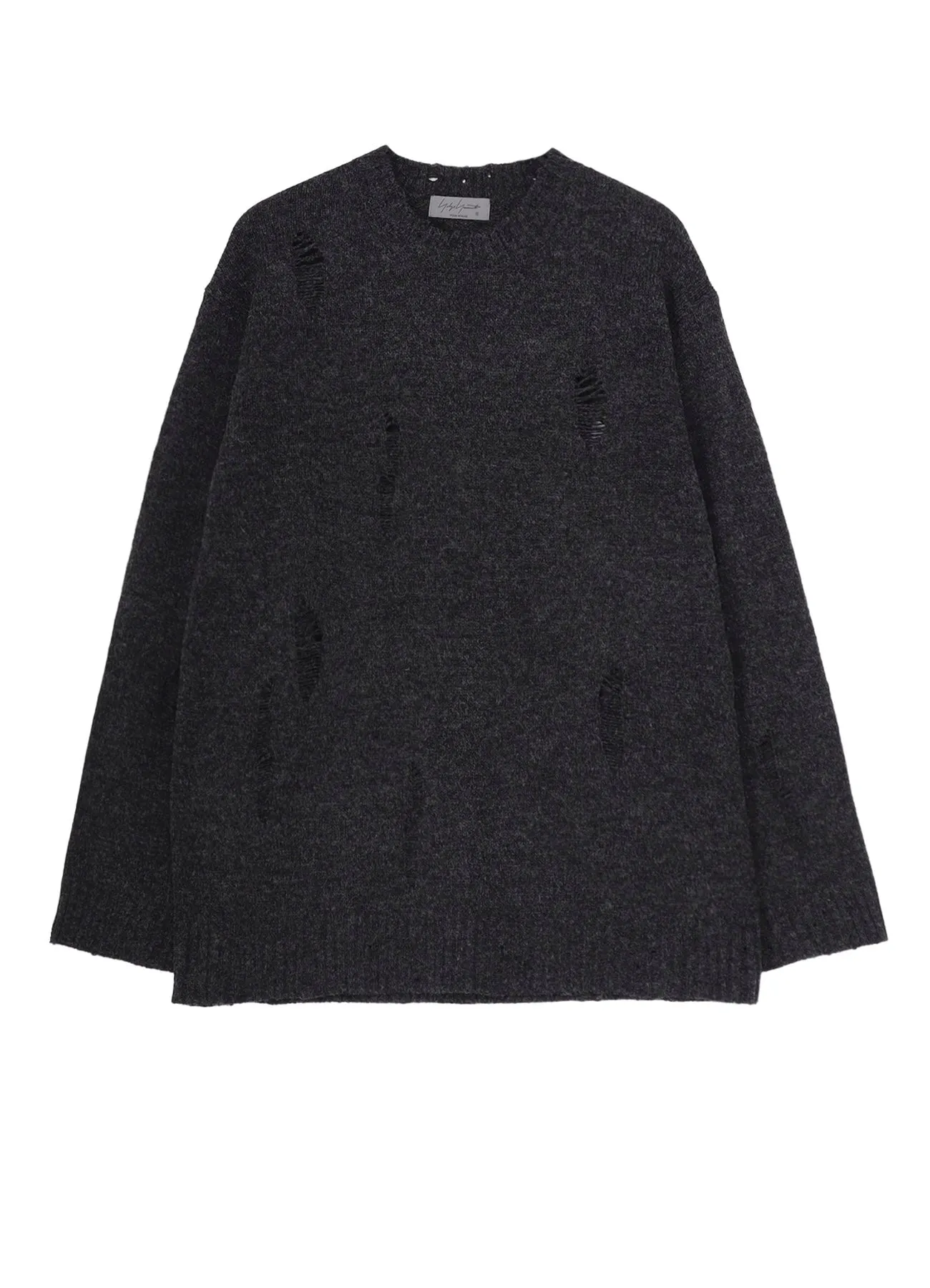 Under Jacket Unstructured Silhouette PLAIN STITCH CRASHED ROUND NECK PULLOVER