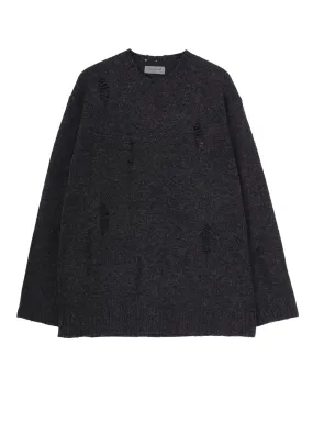 Under Jacket Unstructured Silhouette PLAIN STITCH CRASHED ROUND NECK PULLOVER