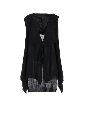 Classic Appeal PLAIN STITCH RIB DRAPED HOODIE VEST