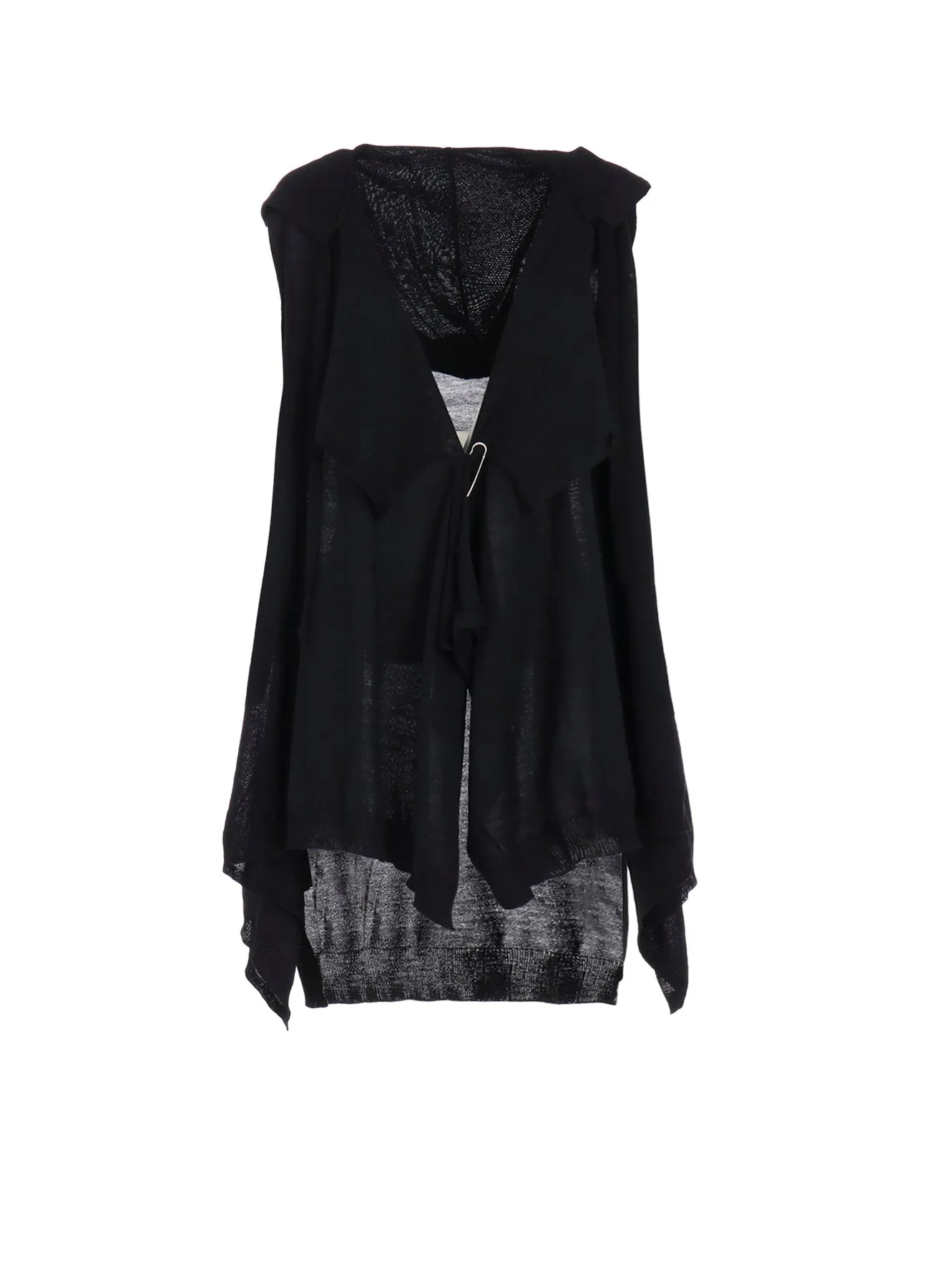 Classic Appeal PLAIN STITCH RIB DRAPED HOODIE VEST