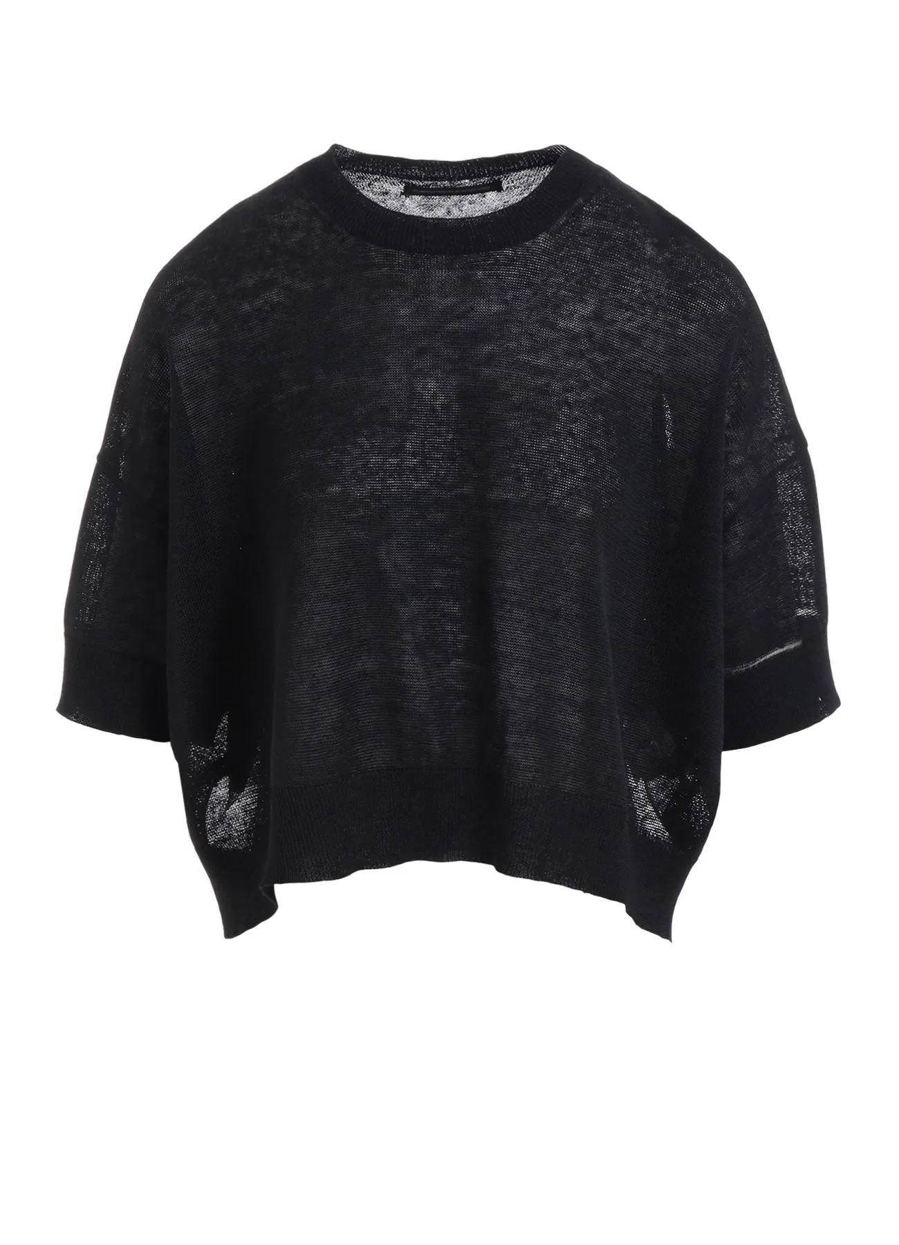 PLATING JERSEY SHEER HALF SLEEVE PULLOVER Easy Silhouette Trendy pick