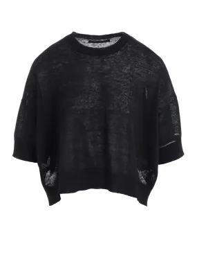 PLATING JERSEY SHEER HALF SLEEVE PULLOVER Easy Silhouette Trendy pick