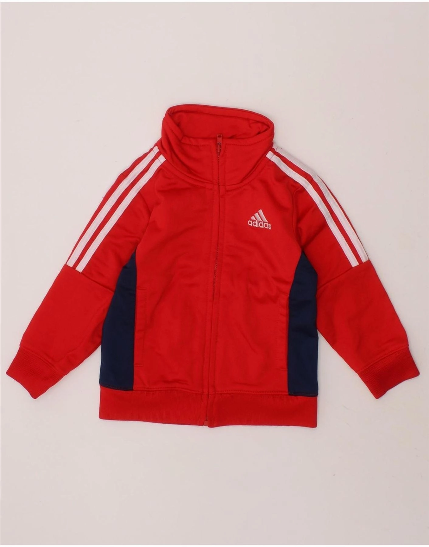 ADIDAS Baby Boys Tracksuit Top Jacket 12-18 Months Red Colourblock Alarm Windbreaker Style