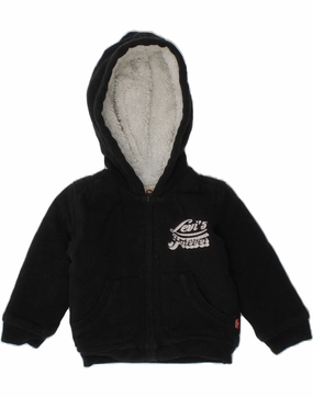LEVI'S Baby Girls Zip Hoodie Sweater 9-12 Months Black Cotton Outdoor Casual Look Functional Look