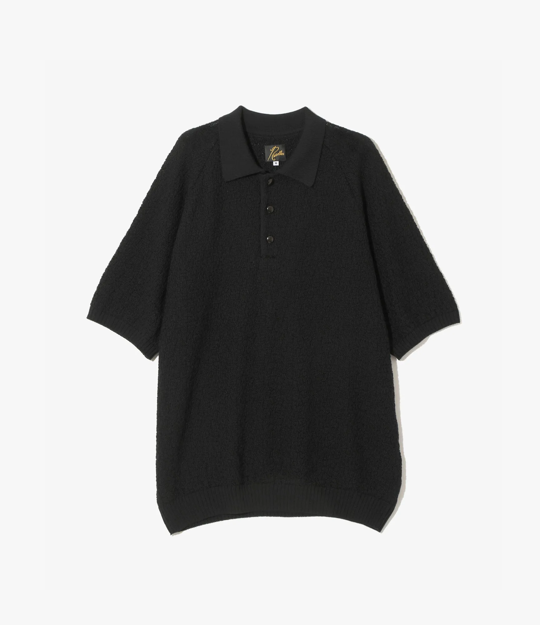 Colorfast Clothing Multi Layer Weaving Short Sleeve Knit Polo Sweater ?C Black Merino Wool