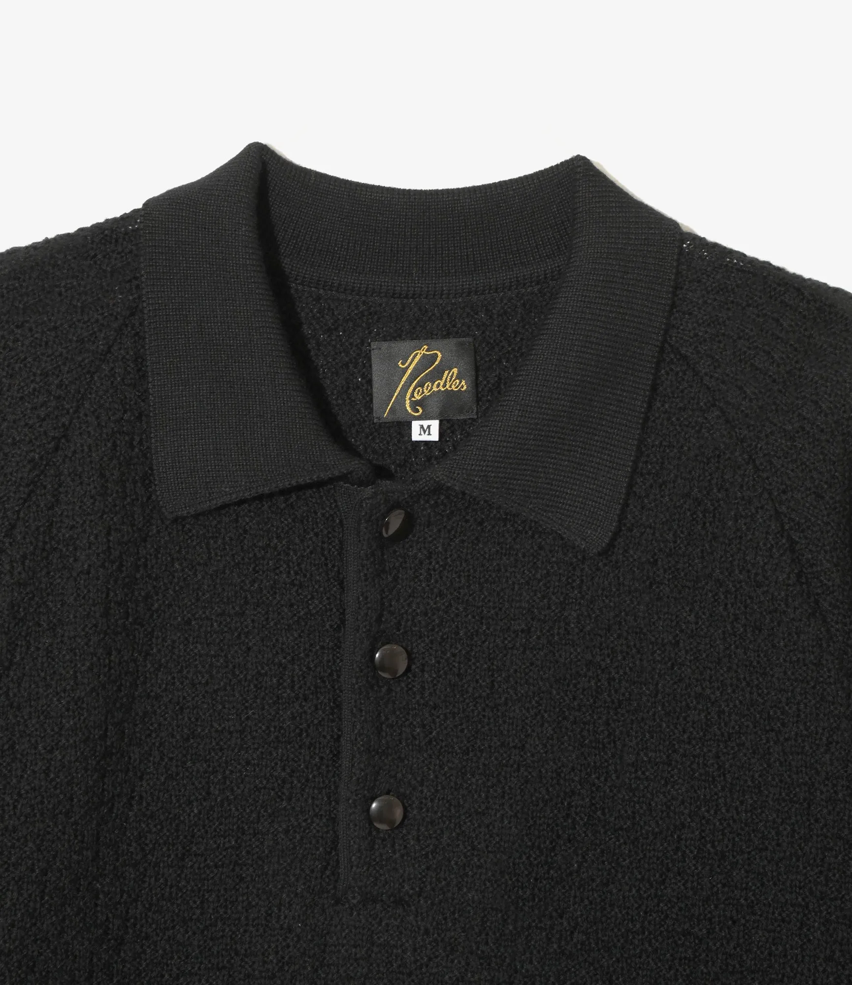 Short Sleeve Knit Polo Sweater ?C Black Merino Wool Non Chlorine Bleach Safe