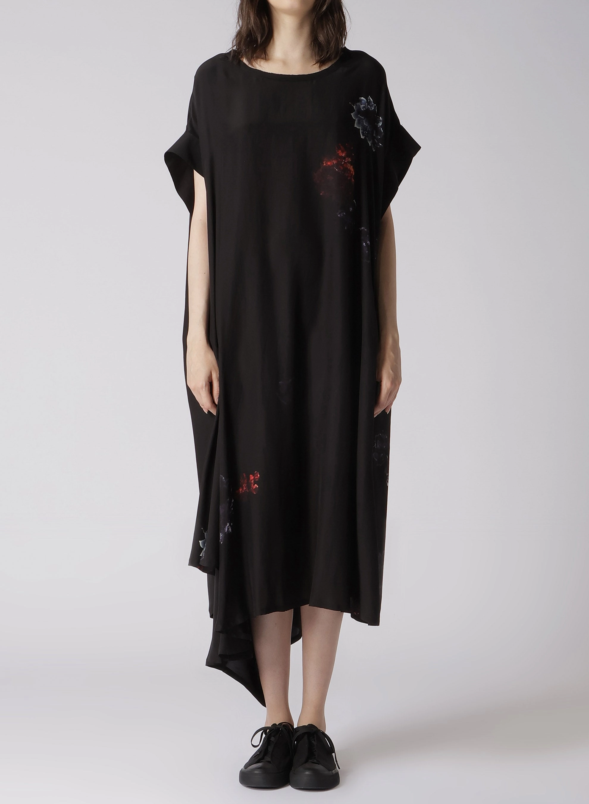 Comfy Flex FLOWER COLOR SHORT SLV BIG SILHOUETTE DRESS