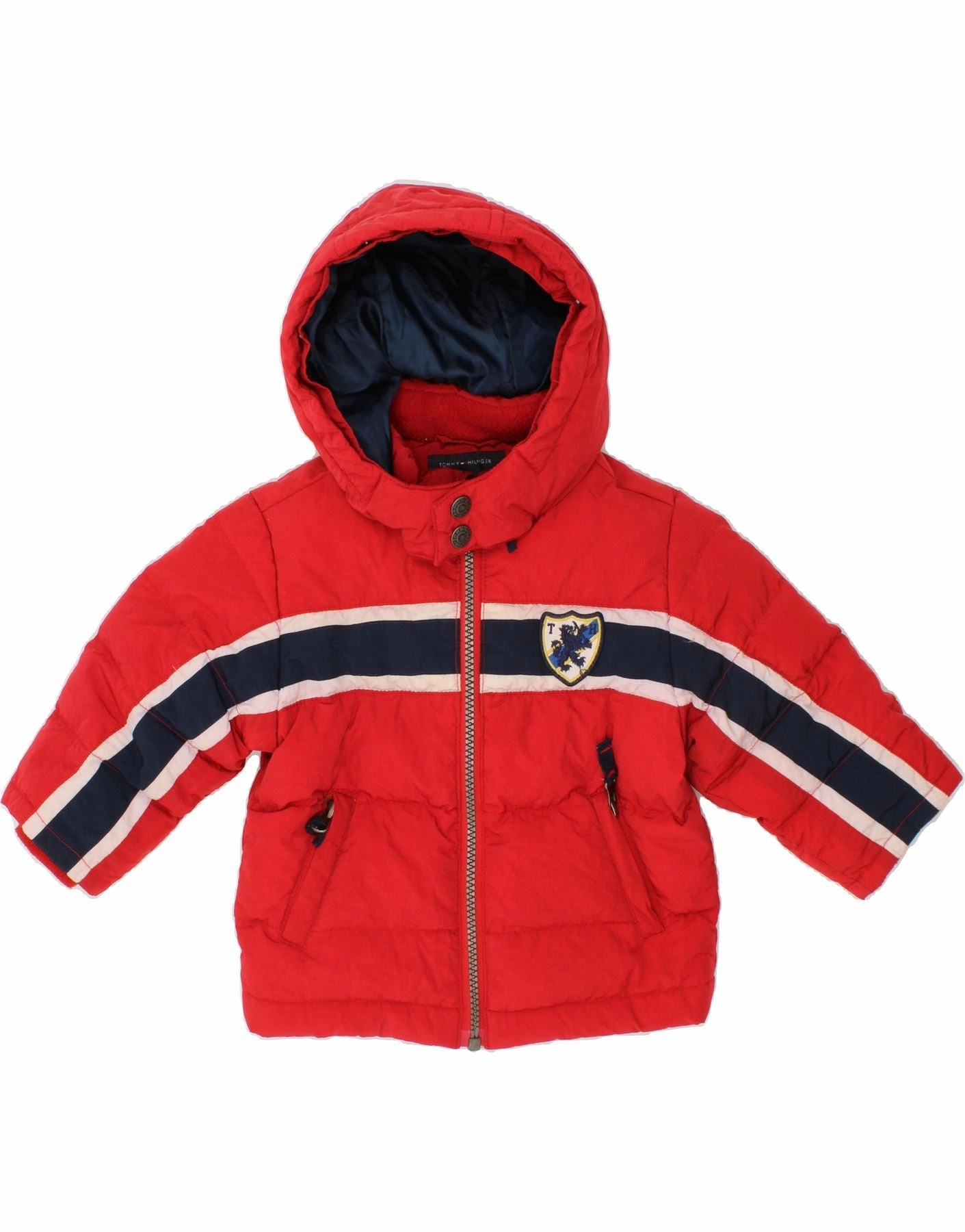Frost Shield rainy TOMMY HILFIGER Baby Boys Hooded Padded Jacket 9-12 Months Red Colourblock
