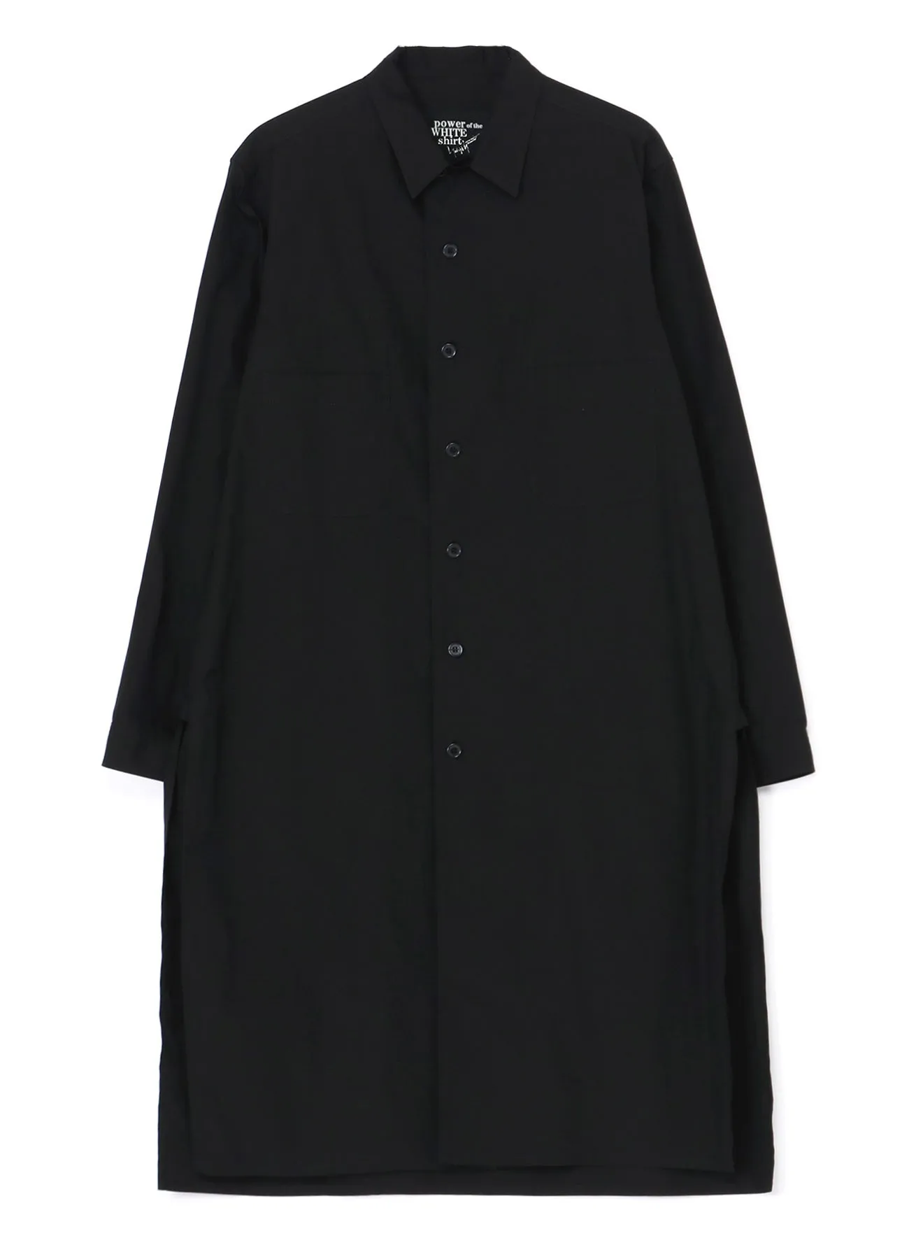 Fitted Shape Essential Wardrobe COTTON BROADCLOTH OPEN COLLAR LONG SHIRT