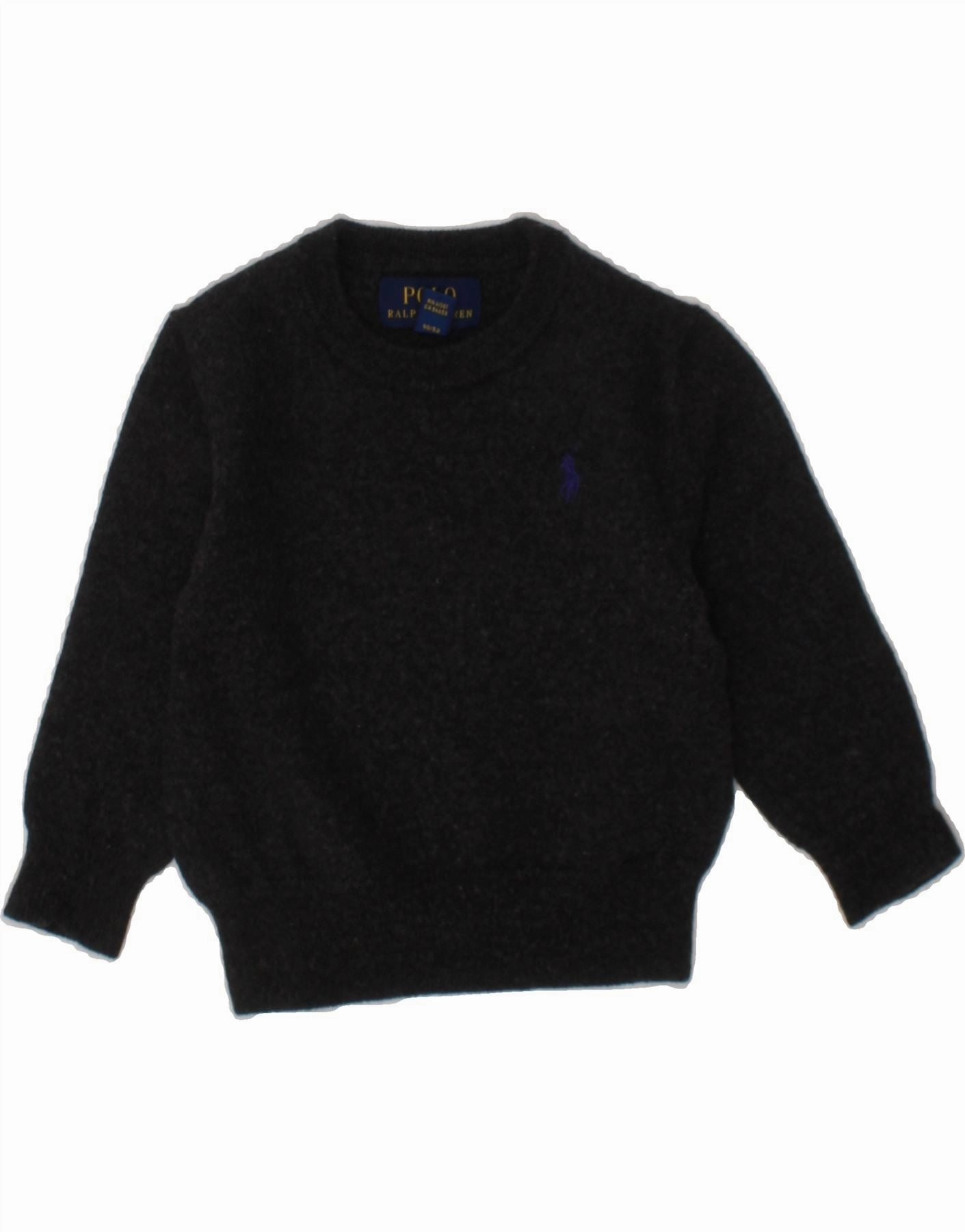 POLO RALPH LAUREN Baby Boys Crew Neck Jumper Sweater 18-24 Months Grey Travel Warmth Morning Wear