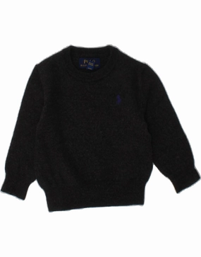 POLO RALPH LAUREN Baby Boys Crew Neck Jumper Sweater 18-24 Months Grey Travel Warmth Morning Wear