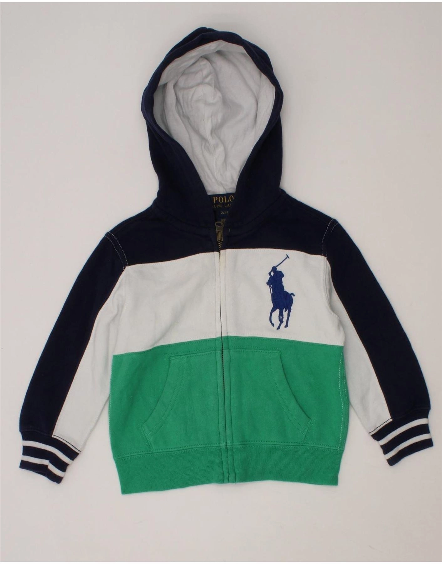 POLO RALPH LAUREN Baby Boys Zip Hoodie Sweater 18-24 Months Green Anytime Fit Off-Duty Fit