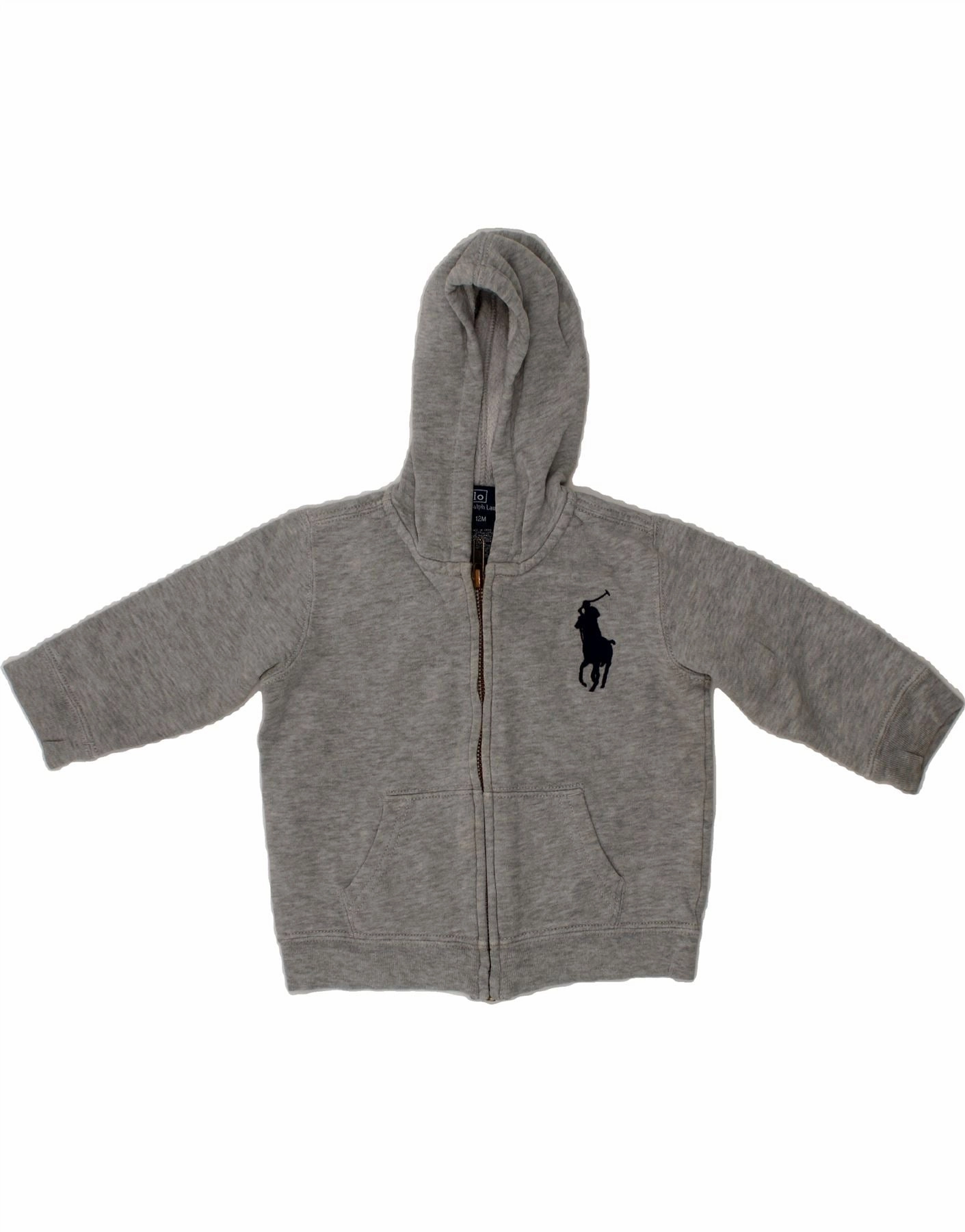 Yarn Dyed SnagResistant Surface POLO RALPH LAUREN Baby Boys Zip Hoodie Sweater 9-12 Months Grey Classic