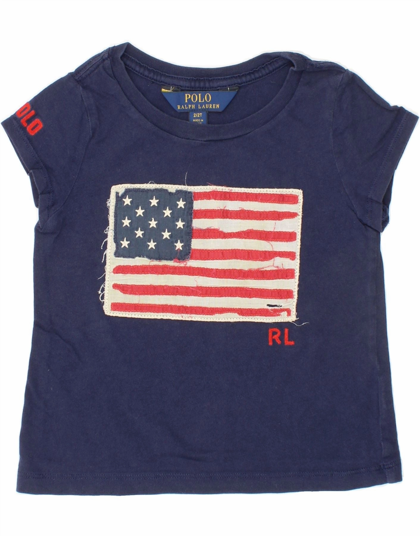 POLO RALPH LAUREN Baby Girls Graphic T-Shirt Top 18-24 Months Navy Blue Flexible Shoulder Construction Petite Option