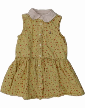 POLO RALPH LAUREN Baby Girls Shirt Dress 18-24 Months Yellow Floral Fluid Cut