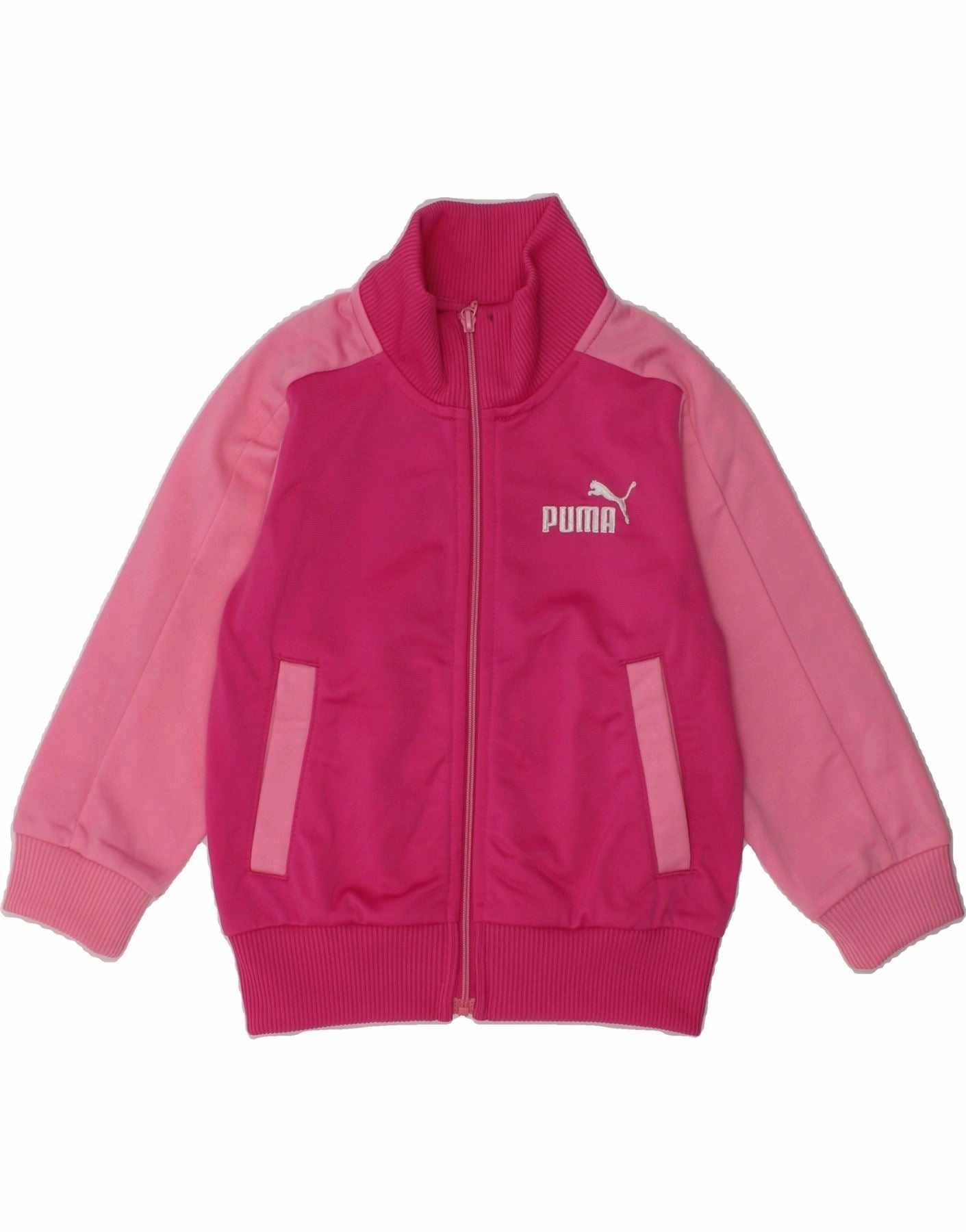 PUMA Baby Boys Graphic Tracksuit Top Jacket 9-12 Months Pink Colourblock Functional Detail
