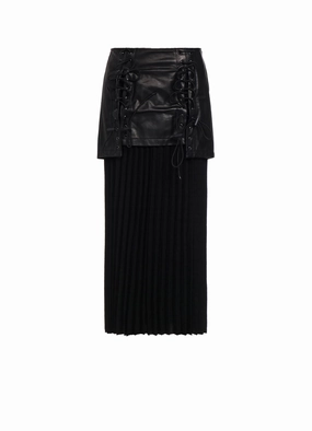 LIGHT SERGE LACE-UP DETAIL SKIRT Wave Soft Glamorous look