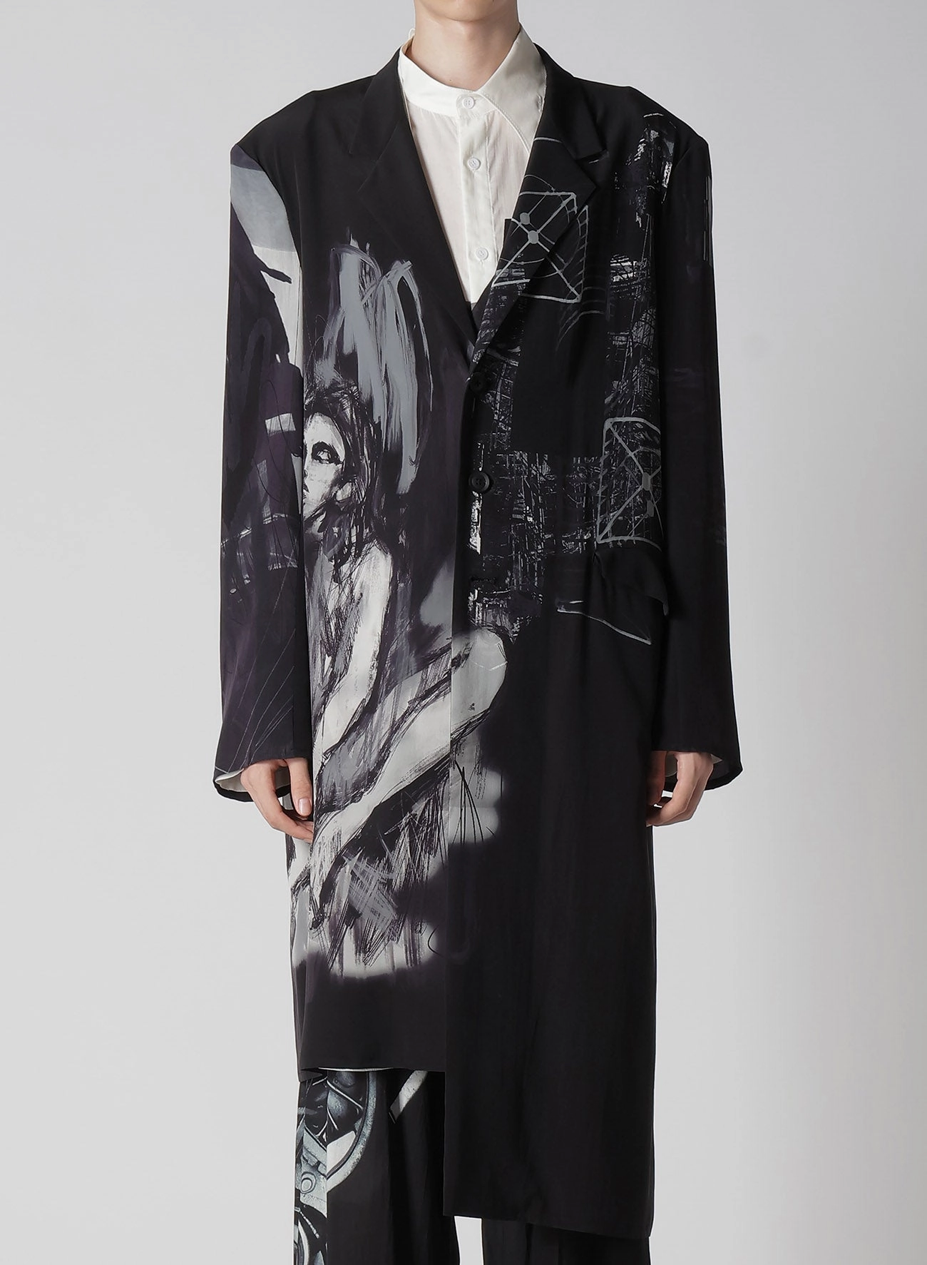 SlitPockets PORTRAIT PRINT ASYMMETRY JACKET