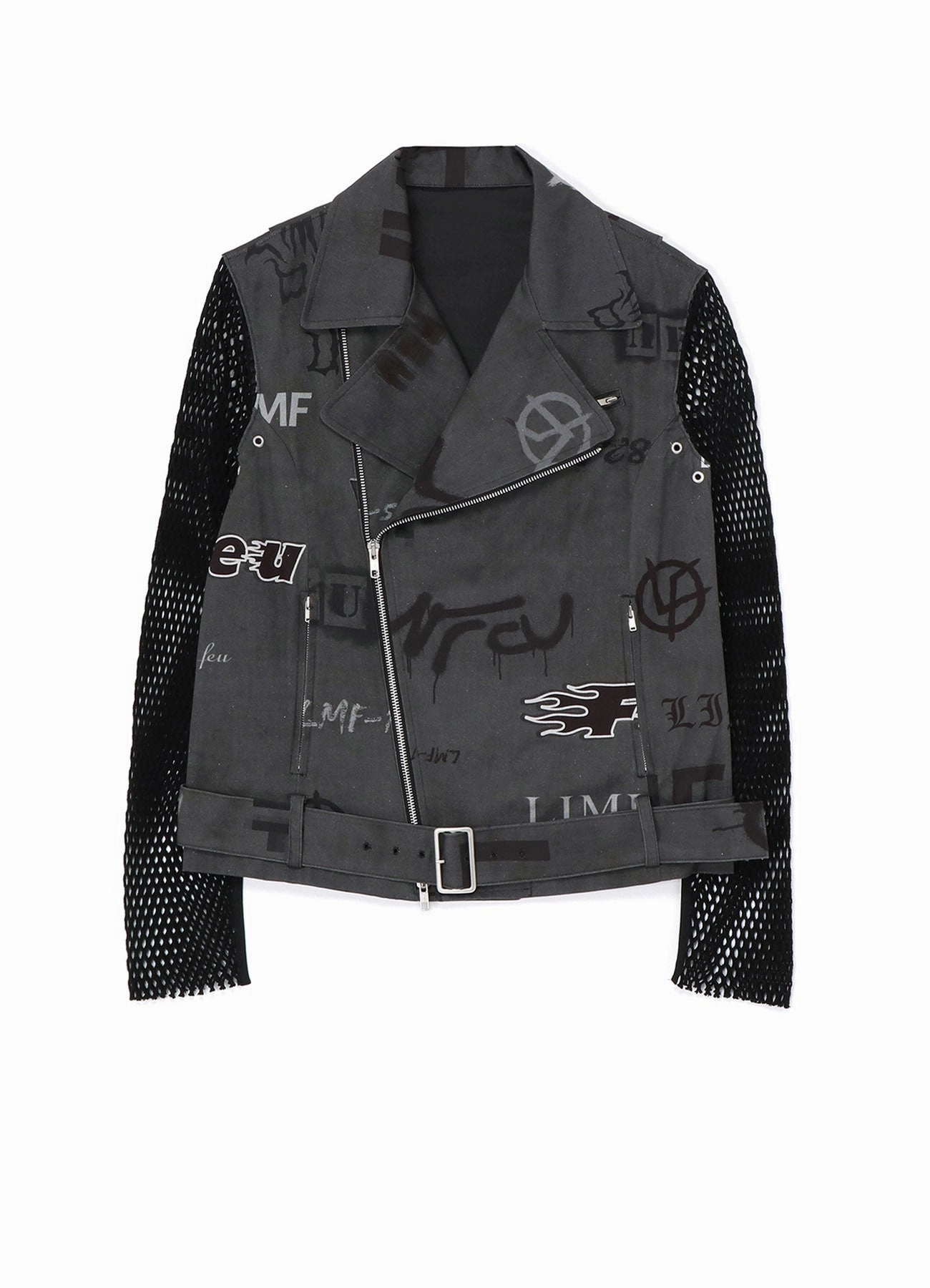 DropShoulder Hiking Vibe GRAFFITI PRINT BIKER JACKET