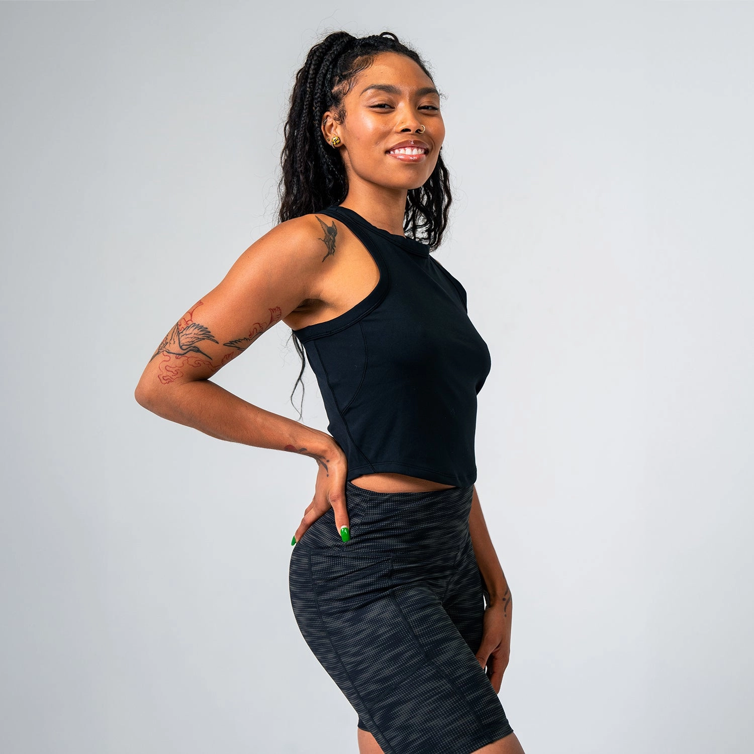 Elastic Waistband Design Microfiber Blend Fabric Power HW Pocket Bike Short - Womens