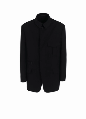 WOOL GABARDINE JACKET WITH MILITARY DETILS Overcome Flexible Zipper System